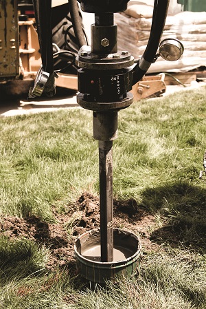 Grouted helical piles in Sacramento