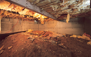 Crawl Space Moisture Barrier before in Sacramento
