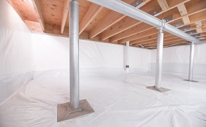 Crawl space structural support jacks installed in Windsor