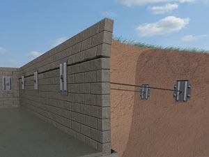 A graphic illustration of a foundation wall system installed in Antelope